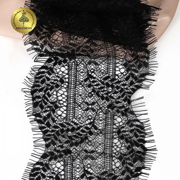 Кружево шантильи (реснички) 120 мм, цв.2 черный, 3 метра, Kruzhevo