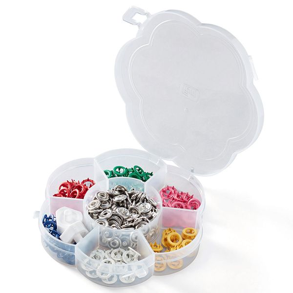 Кнопка рубашечная (джерси) открытая ⌀8 мм, 60 шт, в наборе латунь, ассорти (6 цветов), Prym 390740