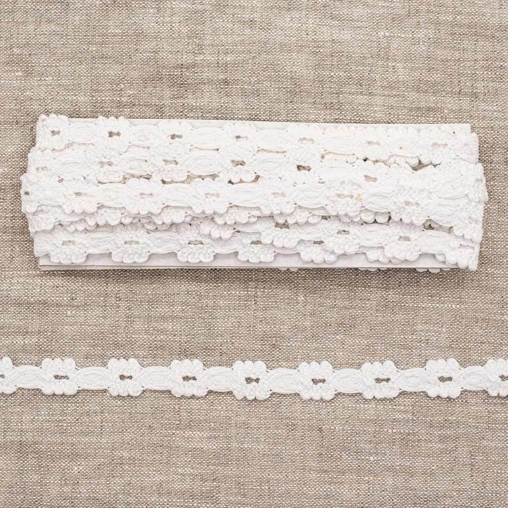 Кружево вязаное (тесьма) 15 мм белый, 5 м