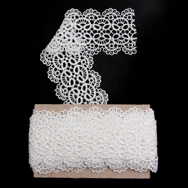 Кружево гипюр (плетёное) 65 мм / 9.14 метров, C501 белый