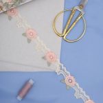 Кружево гипюр (плетёное) 35 мм / 13.7 метров, (интерьерное) розовый, 3AR2338