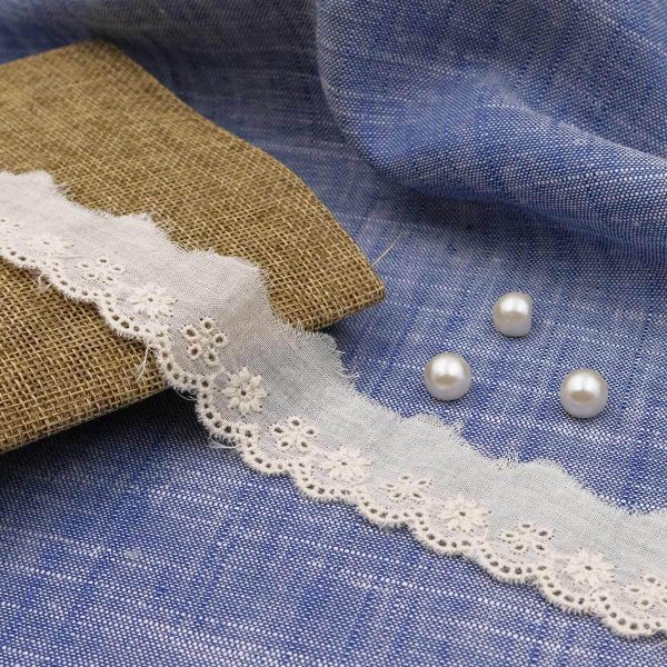 Кружево шитьё 30 мм / 13.72 м, 100% хлопок, белоснежный