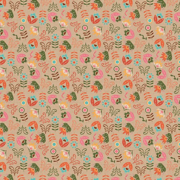 Ткань для пэчворка Peppy Лесные жители, рулон 112 см / 5 метров, ЛЖ-13 бежевый, Peppy