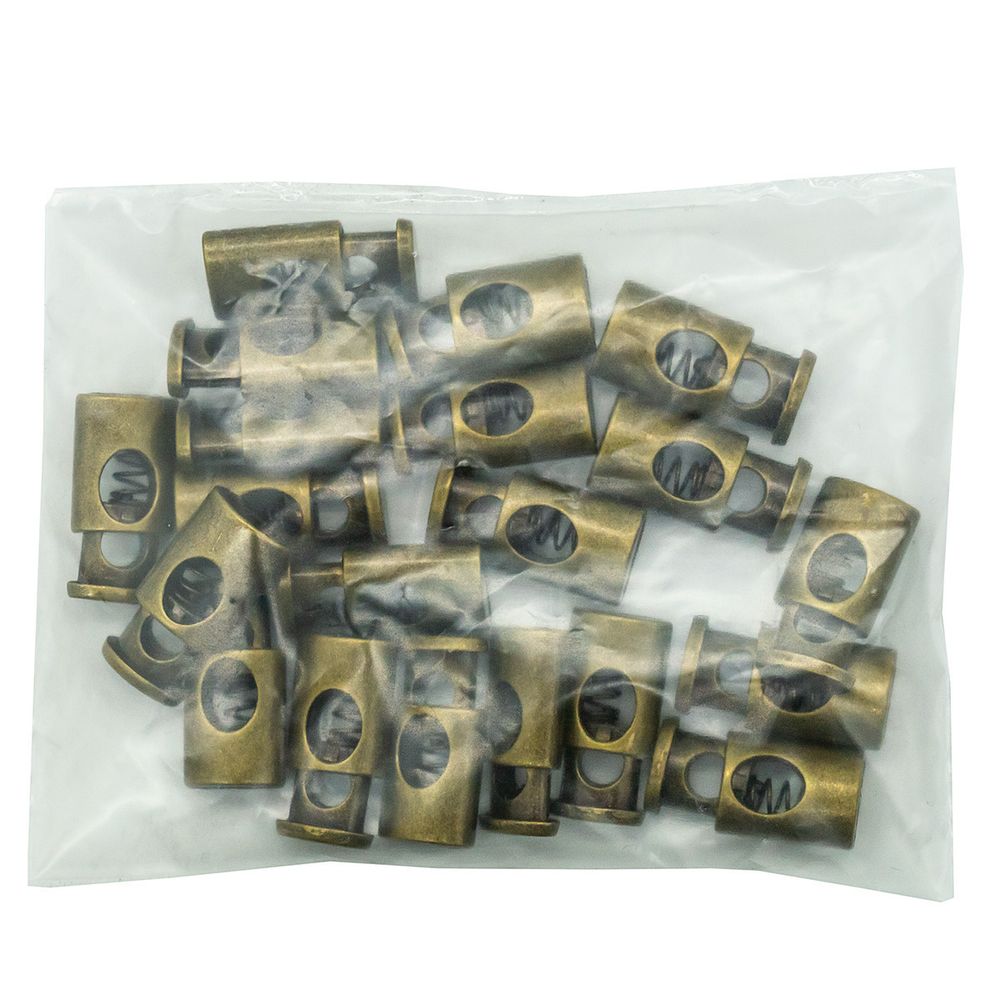 Фиксатор (зажим) для шнура металл 1 отв., 20х10 мм, (in ⌀4.5 мм), цв.латунь, 20 шт