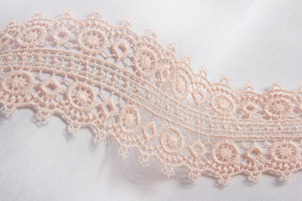 Кружево гипюр (плетёное) 60 мм / 10 м, пудровый, Gamma GGM-6003