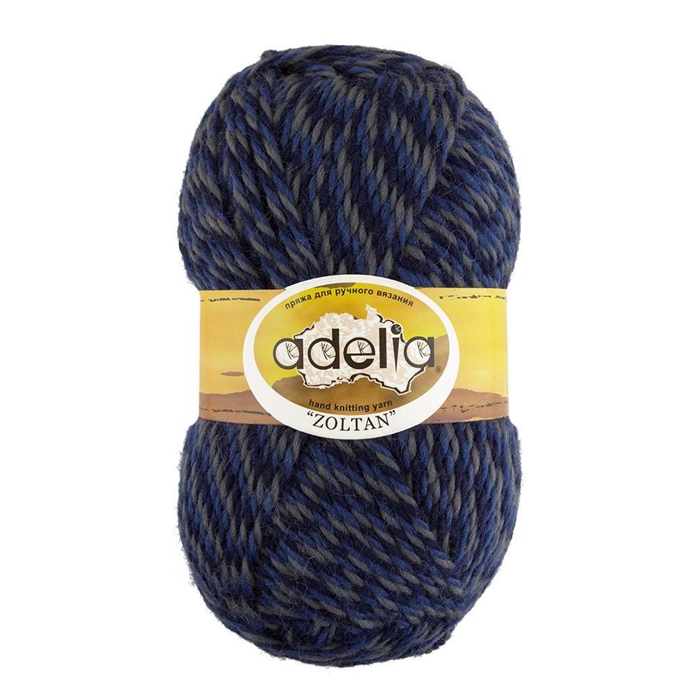 Пряжа Adelia Zoltan / уп.5 мот. по 100г, 115м, 164 синий-серый
