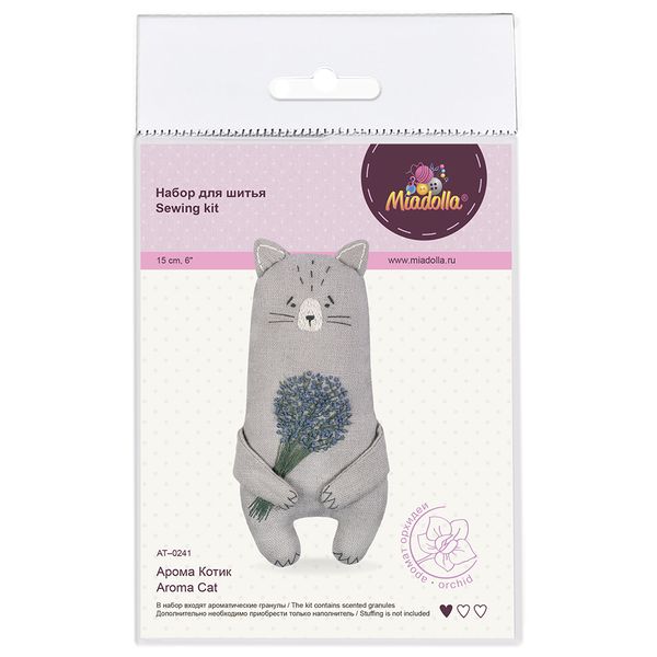 Набор для шитья игрушки Арома Котик 15 см, Miadolla AT-0241