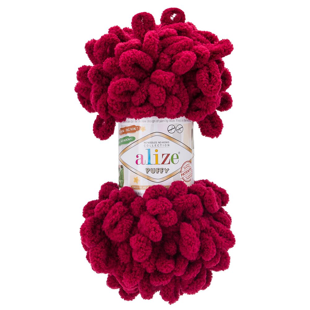 Пряжа Alize (Ализе) Puffy / уп.5 мот. по 100 г, 9м, 987 спелая вишня
