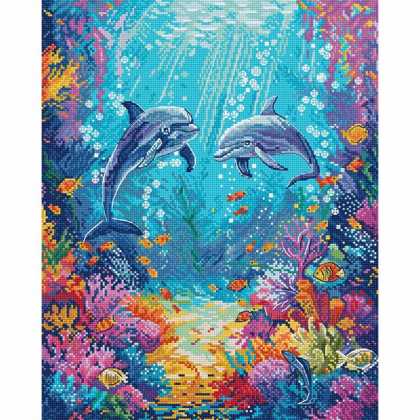 Набор для вышивания нитками LetiStitch L9911, Морская жизнь 26х32см