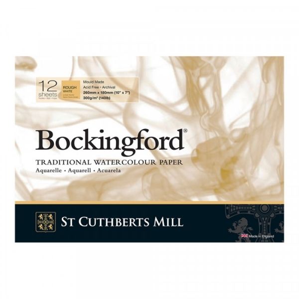 Альбом для акварели Bockingford Rough 300 г/м², 18х26 см, склейка с одной стороны 12 л, крупнозернистая, St. Cuthberts Mill T47430001011B