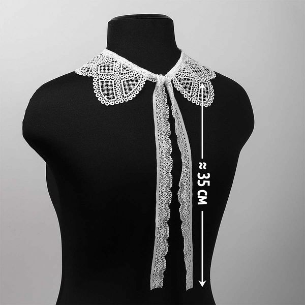 Накладной кружевной воротник 30х35 см, матовая нить Kruzhevo TBY.13/192, цв.белый уп.1шт