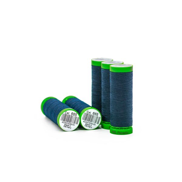 Нитки для тонких тканей Gutermann Extra Fine 150, 200м, 665 сине-черный, 5 катушек