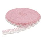 Кружево вязаное (тесьма) хлопковое 28 мм / 25 метров, рис.28.01.021 (розовый/белый) С3749Г17