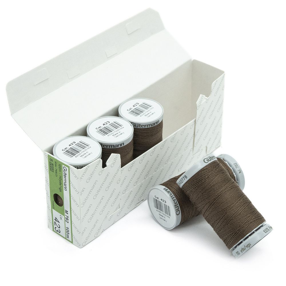 Нитки суперкрепкие Gutermann Extra Strong M782, 100м, 423 корица, 5 катушек