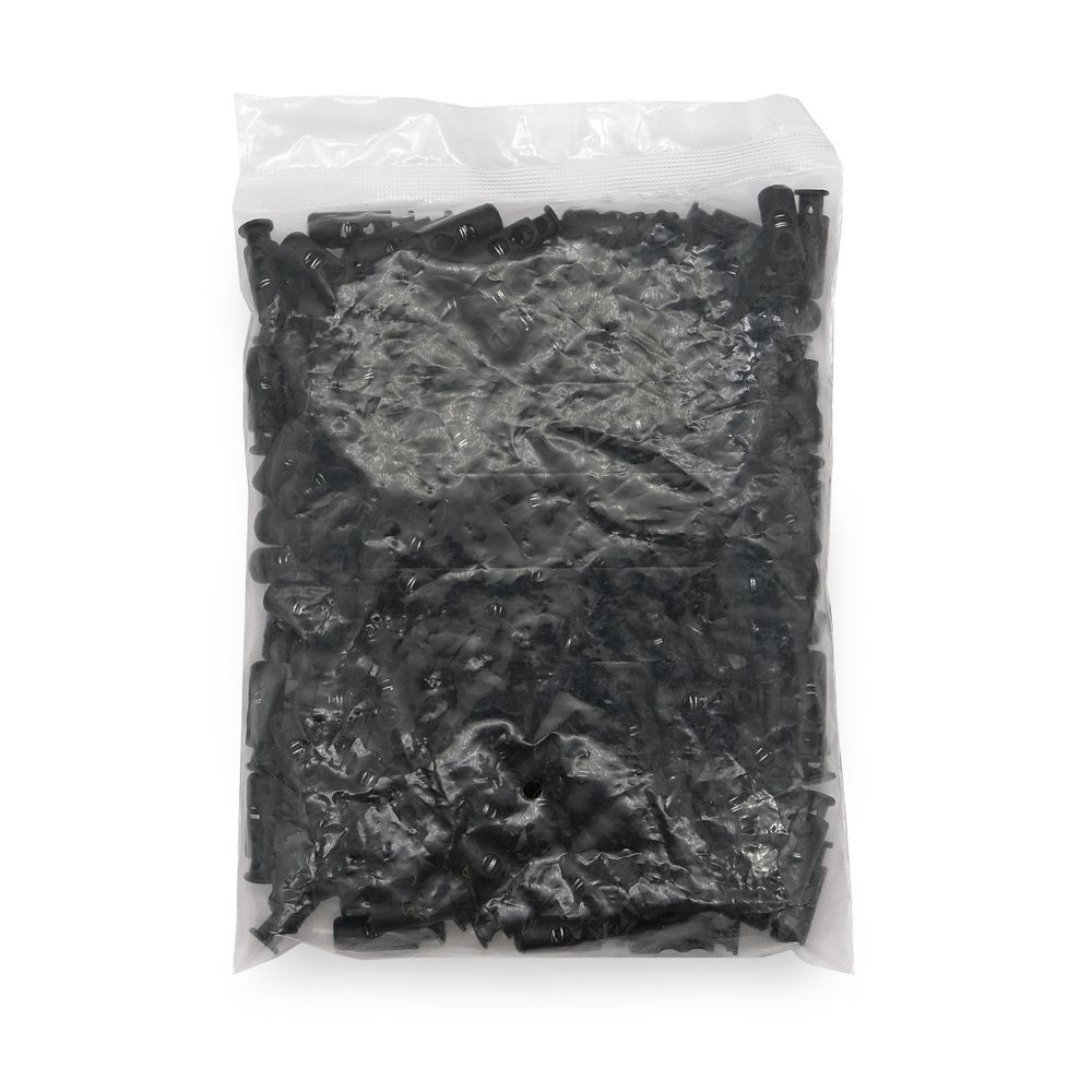 Фиксатор (зажим) для шнура пластик 2 отв., ⌀4.4 мм, 24х8 мм, цилиндр, черный, 200 шт