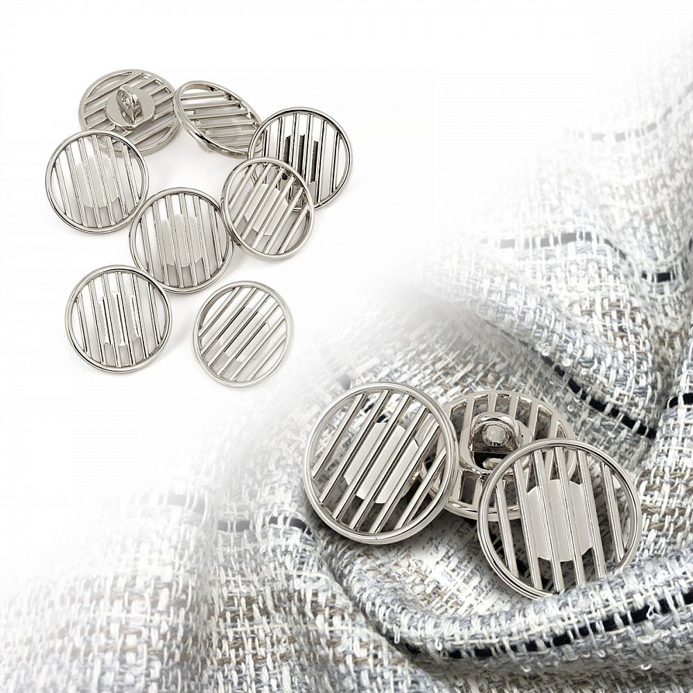 Пуговицы на ножке металлические 24L=15мм, С-MP37 цв.серебро, 10 шт
