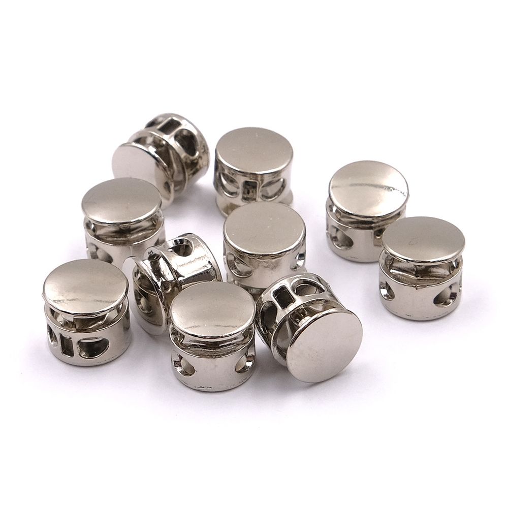 Фиксатор (зажим) для шнура металл 2 отв., 10.5х11.8 мм, ⌀3.7 мм, металл, Silver (серебристый), MFR08, 10 шт