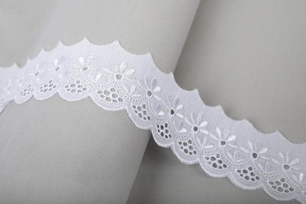 Кружево шитьё 50 мм / 9.7 м, ±0.2 м, Турция, белый, Gamma GYEM-50-168