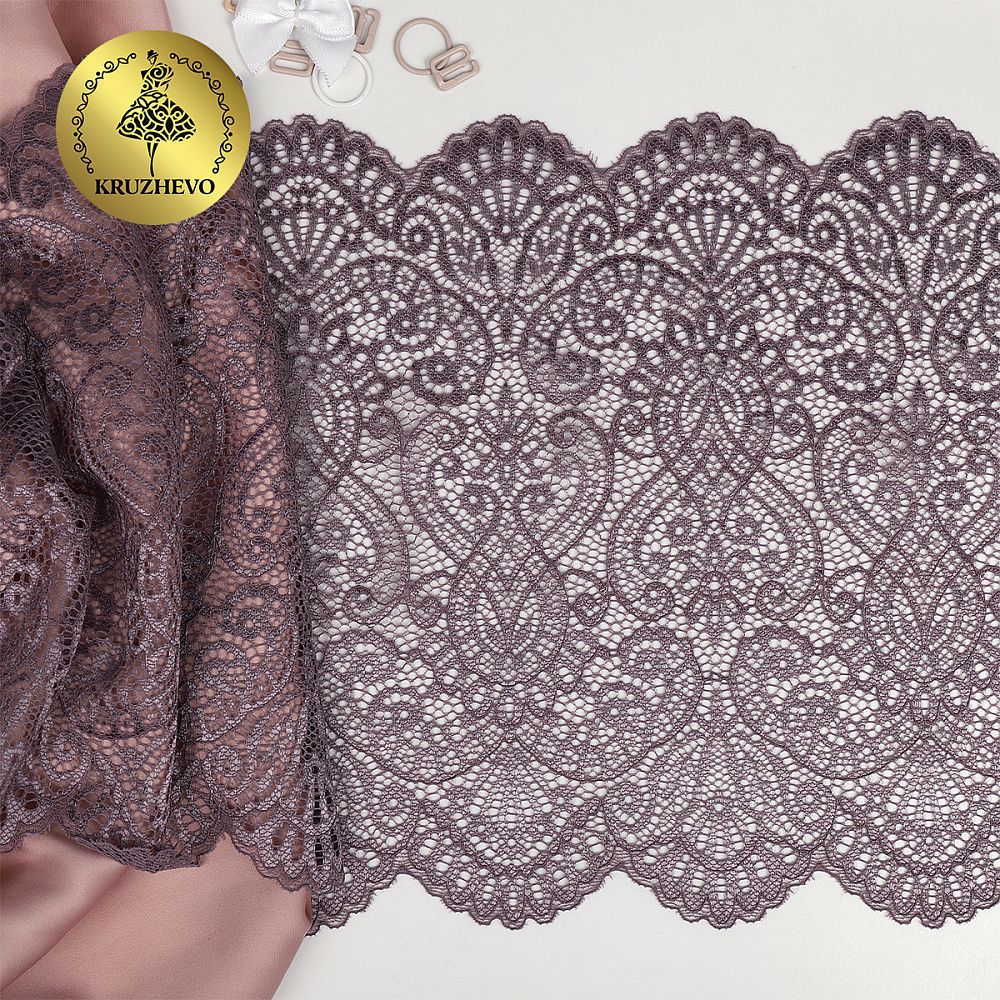 Кружево эластичное (стрейч) 240мм 40992 цв.620 морской туман, 25 м, Kruzhevo