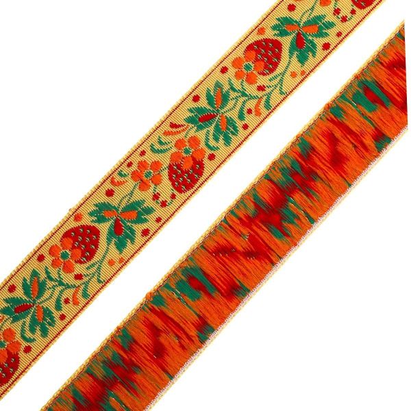 Лента (тесьма) жаккардовая 24.0 мм / 25±1 метров, рис. 9437 Клубничка, 2 желтый, С1852Г17