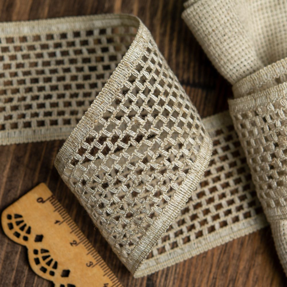 Кружево вязаное (тесьма) 48 мм / 10м, 05с2308/10Т рис.5318 цв.71 льняной, Kruzhevo