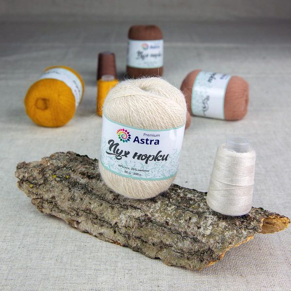 Пряжа Astra Premium (Астра Премиум) Пух норки / уп.1 мот. по 50 г, 290 м, 046 молочный