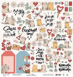 Бумага для скрапбукинга 190 г/м², 30.5х30.5 см, У меня лапки, 10 шт, 7 лист для вырезания, Mr.Painter PSR 210804