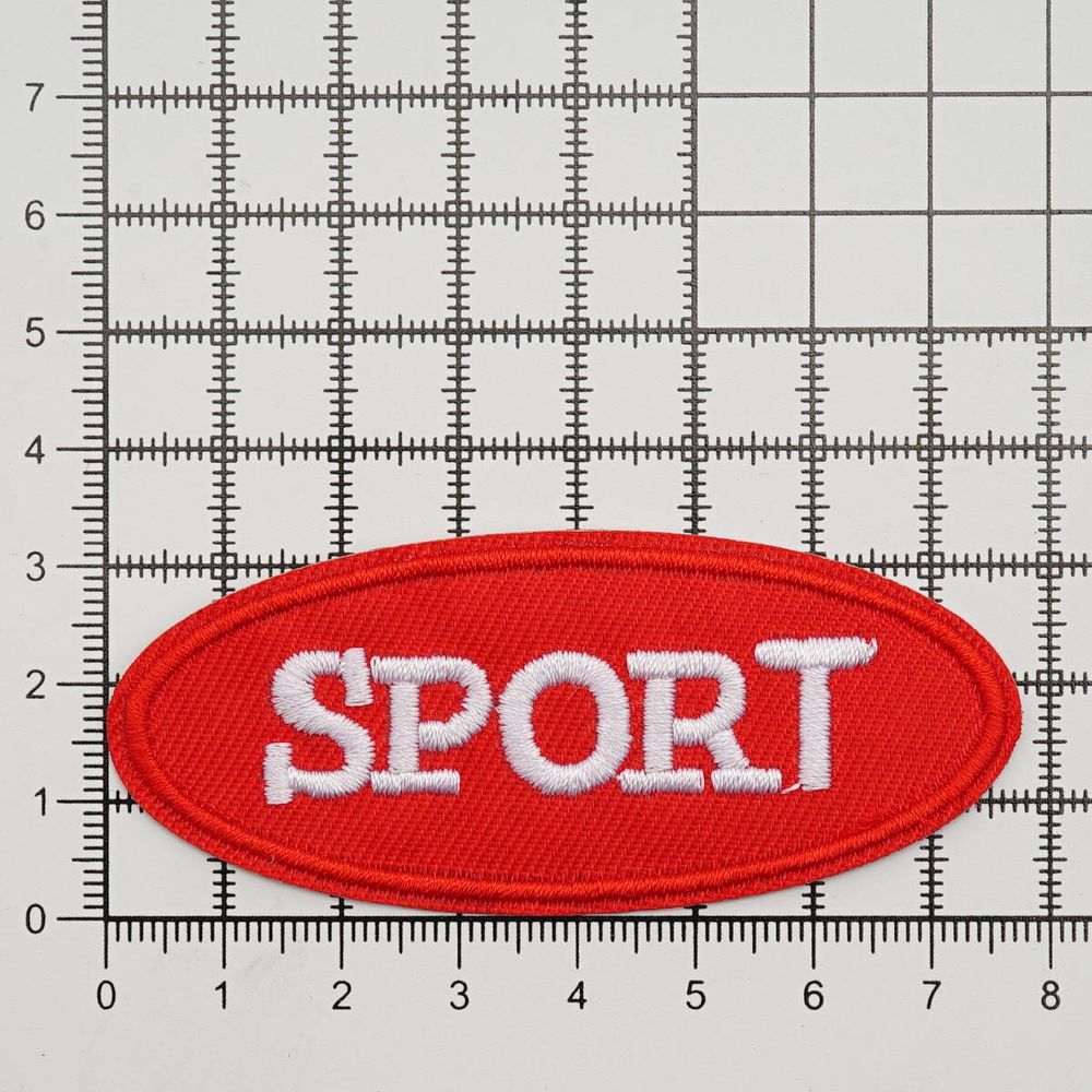 Термоаппликация овал SPORT 75х30мм (W.Red (бел-красный)), 2 шт, LA557