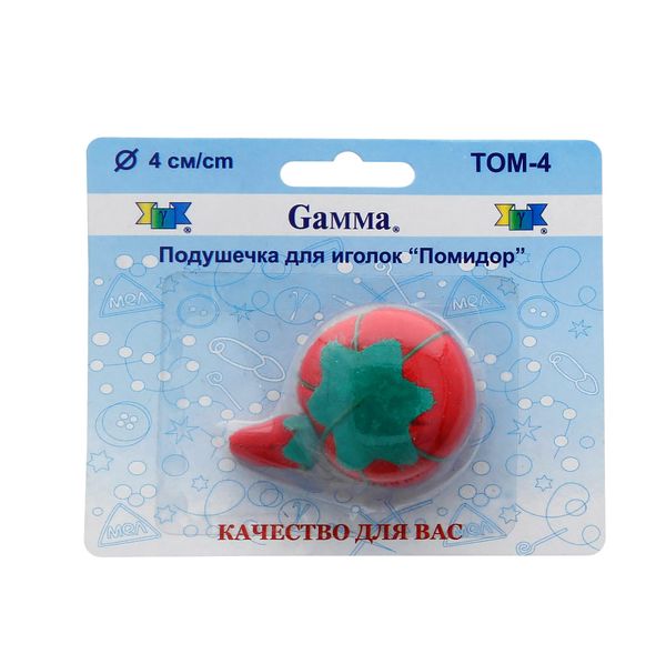 Подушечка для игл Помидор 4 см, красный, Gamma ТОМ-4
