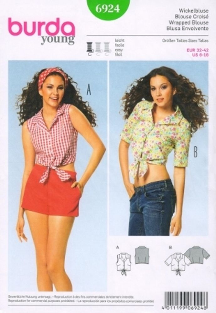 Выкройка женская блуза/топ Burda (Бурда) 6924, 1 шт