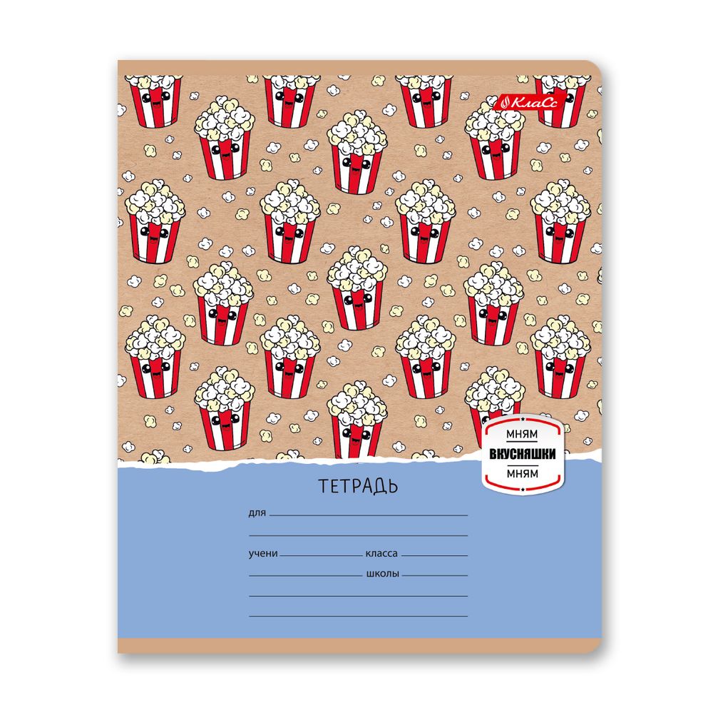 Тетрадь ученическая школьная, A5+ 24 л. на скобе 65 г/м², белизна 100% 30 шт, клетка, 000719 Вкусная переменка, Светоч 24ТЕТк-001