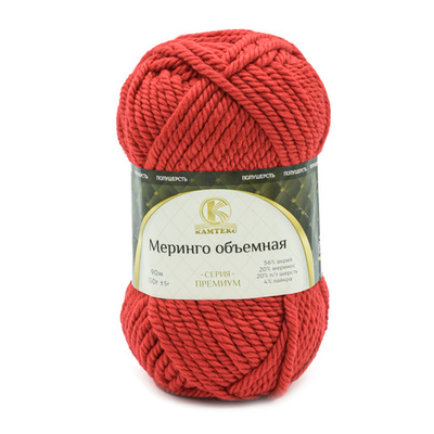 Пряжа Камтекс Меринго объемная / уп.4 мот. по 150 г, 90 м, 046 красный