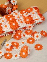 Кружево гипюр (плетёное) ромашка 25 мм / 13.71 метра, TBY.12243, цв.оранжевый+белый, Kruzhevo