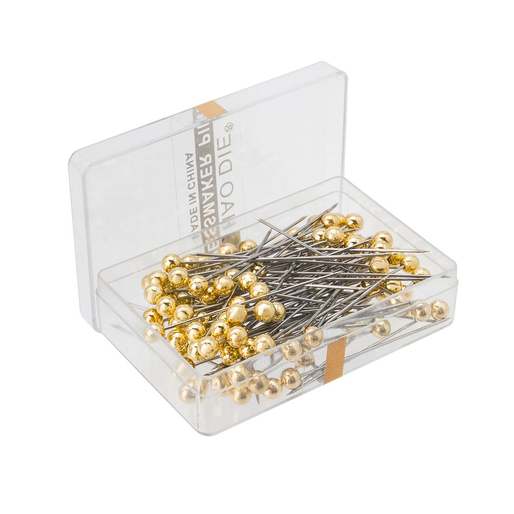 Булавки портновские 38 мм, с цветной головкой, в футляре, 100 шт, золото, Hobby&amp;Pro