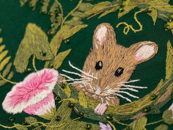 Набор для вышивания нитками Panna, Живая картина Мышонок в горошке, 18х18 см