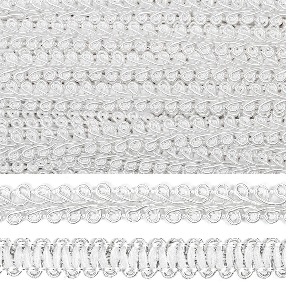 Тесьма в стиле шанель плетеная 12 мм 0384-0016 F101 белый уп. 18.28м