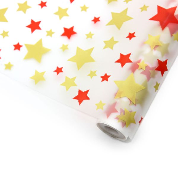 Пленка матовая Звезды 70см*10 м (красный/золото) 4932