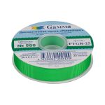 Лента репсовая (в рубчик) с зубчатым краем 25.0 мм / 25±1 метров, 580 яр.зеленый, Gamma PTGR-25