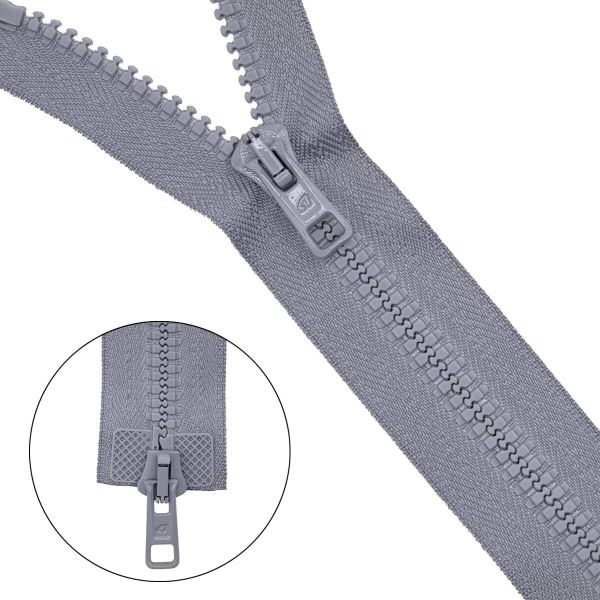 Молния трактор Arta Т6 (6 мм) 2 зам., разъем., 80 см, цв. 079 св.серый, уп.5 шт