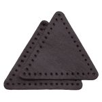 Заплатки пришивные из кожи, треугольник равносторонний 6см с перфорацией, 2 шт, 100% кожа, 03 темно-коричневый, 9116