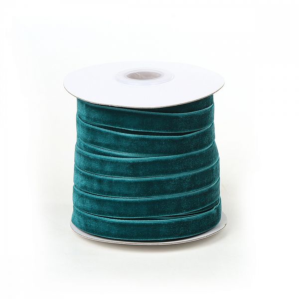 Лента бархатная (тесьма) 10.0 мм / 22.86±1 метров, арт.10VR39 нейлон цв.т.зеленый