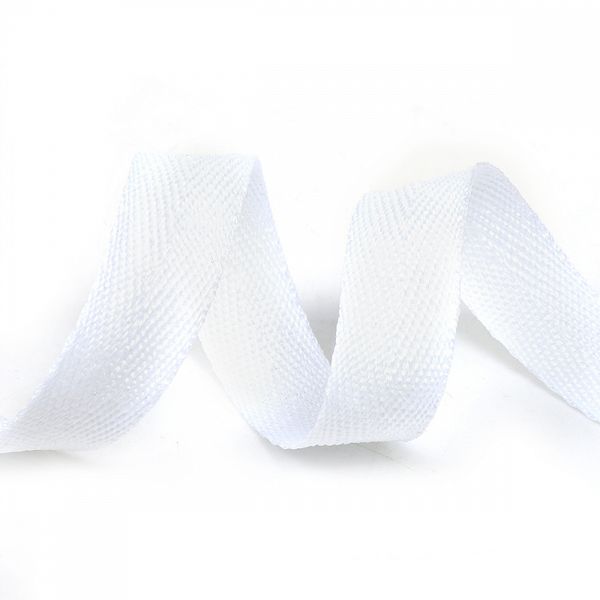 Тесьма (лента) киперная п/э 20 мм / 50 метров, 4 г/м², TBY.20F101, цв.F101 белый