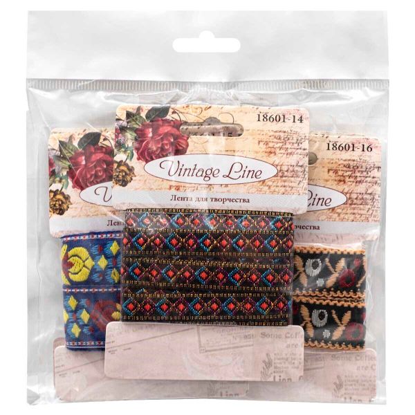 Набор лент декоративных Цветы и орнаменты 1, 5 шт, Vintage Line