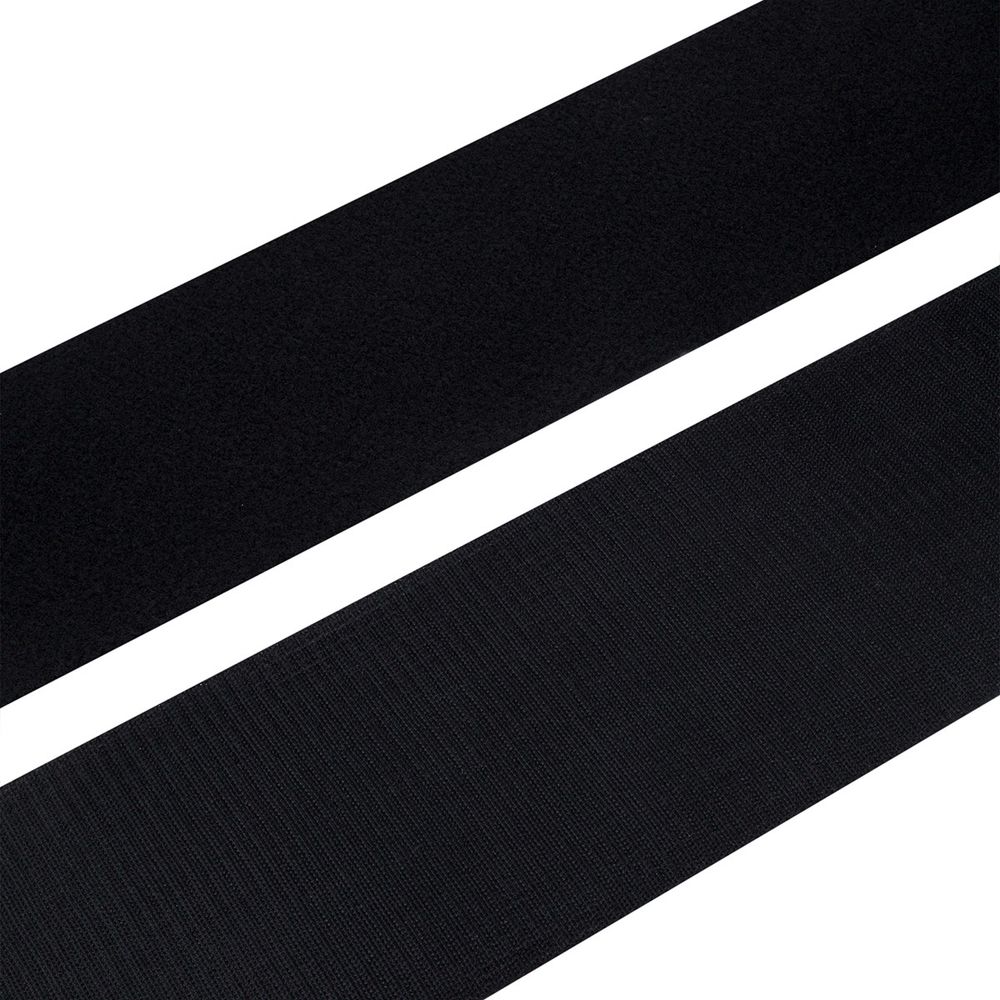 Лента контактная липучка (велкро) пришивная 150 мм, / 25 метров, черный, ПАРА (крючок+петля), качество "B"