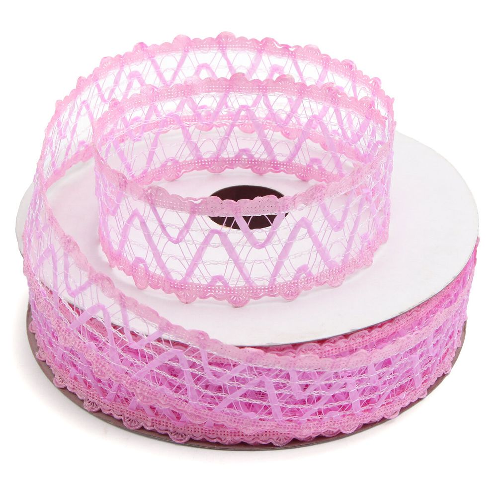 Тесьма отделочная ажурная 38 мм, 25 м, (03 розовый)