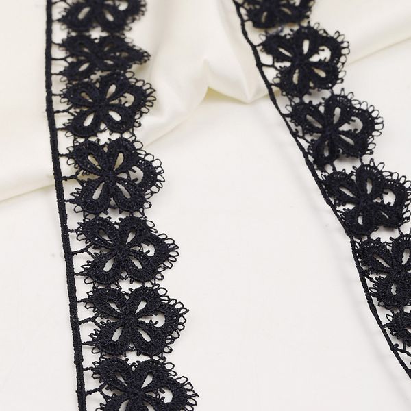 Кружево гипюр (плетёное) 30 мм, диз. 128, цв.7 т.синий, уп. 9 м, Kruzhevo