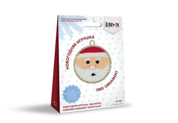 Набор для вышивания бисером Klart, Новогодняя игрушка. Дед Мороз, 6.5х6 см