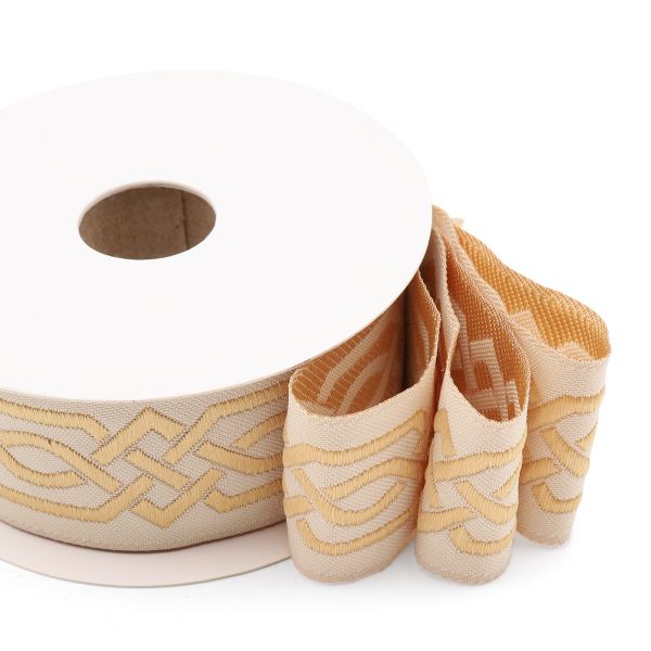 Лента (тесьма) жаккардовая 35.0 мм / 10±0.5 метров, бордюр Кельтский орнамент 35272 V7 золото