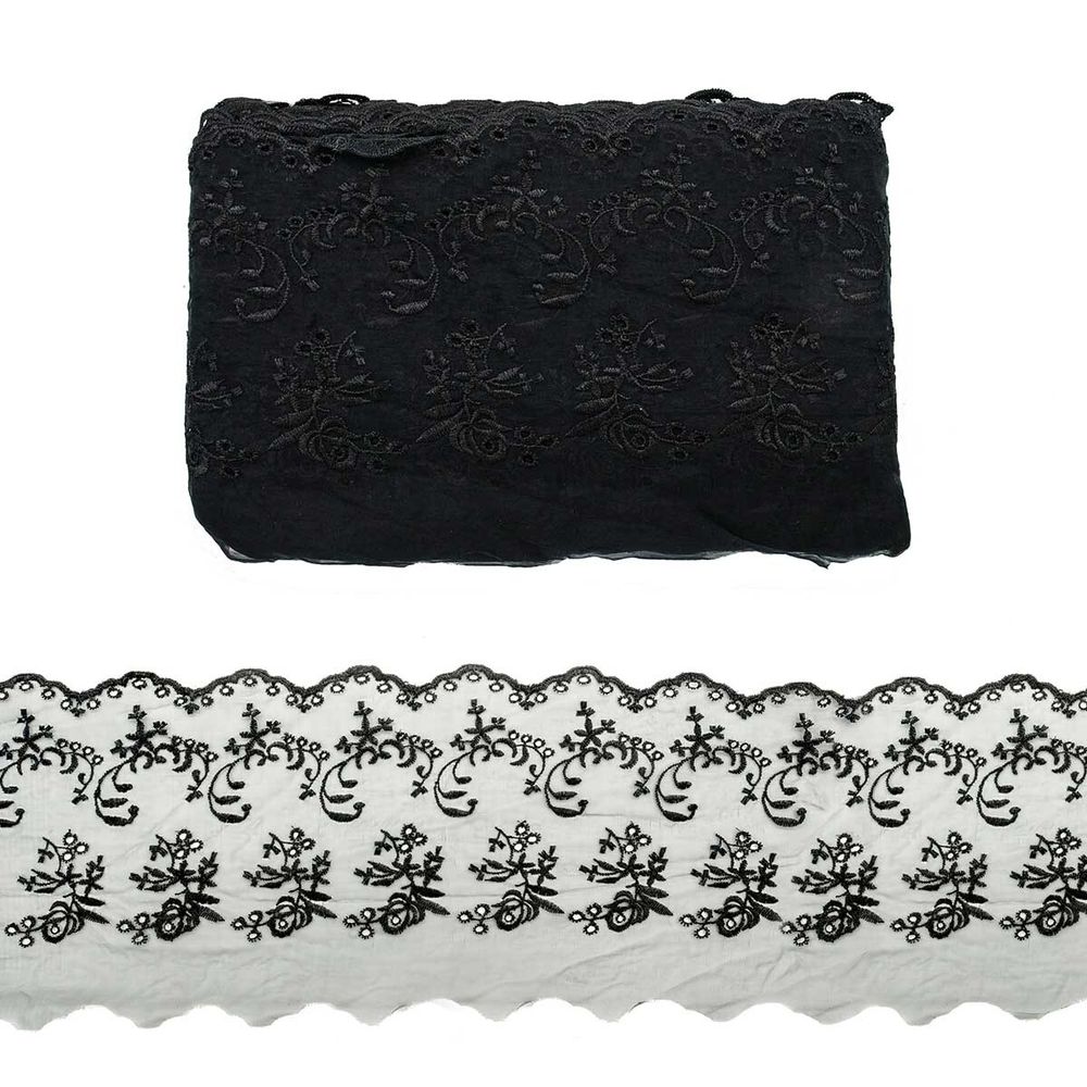 Кружево капроновое широкое 167 мм / 13.71 м, 0574-6002, цв.черный