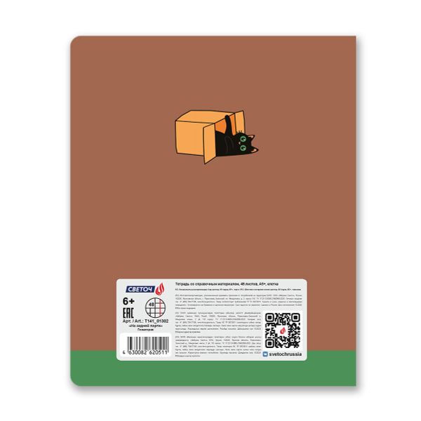 Тетрадь со справочным материалом На задней парте, выбор.лак, A5+ 48 л. на скобе 65 г/м², белизна 100 %, 10 шт, клетка, 01302 На задней парте Геометрия, Светоч Т141